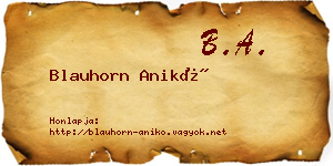 Blauhorn Anikó névjegykártya